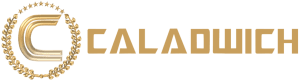 Golden logo with a stylized letter "C" surrounded by a laurel wreath, next to the word "CALADWICH" in bold, geometric font on a light background.